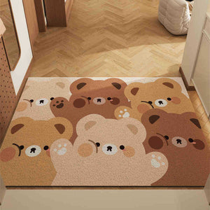 Jumbo Bear Set of 2 Cartoon PVC Coil Entrance Mats - Non-Slip Dirt Trapping Door Mats (50x80cm)