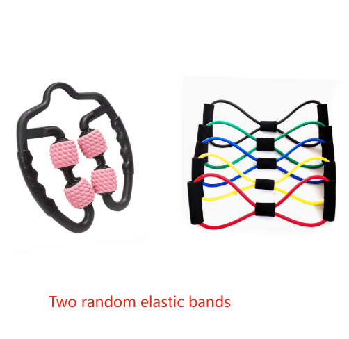 Pink Set of 2 Foam Roller Ring Leg Massagers with 2 Resistance Bands - Muscle Relief Kit - Factory Direct Shop