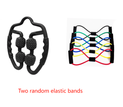 Black Set of 2 Foam Roller Ring Leg Massagers with 2 Resistance Bands - Muscle Relief Kit - Factory Direct Shop