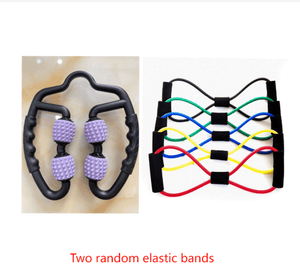 Purple Set of 2 Foam Roller Ring Leg Massagers with 2 Resistance Bands - Muscle Relief Kit - Factory Direct Shop