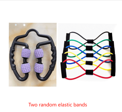 Purple Set of 2 Foam Roller Ring Leg Massagers with 2 Resistance Bands - Muscle Relief Kit - Factory Direct Shop