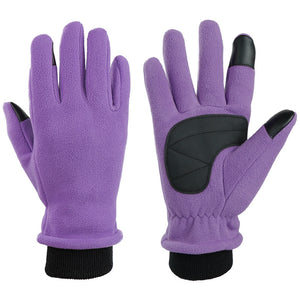 L Purple Warm Windproof Touchscreen Gloves - Anti-Slip Grip for Winter Cycling & Outdoor Sports