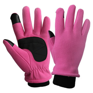 L Pink Warm Windproof Touchscreen Gloves - Anti-Slip Grip for Winter Cycling & Outdoor Sports