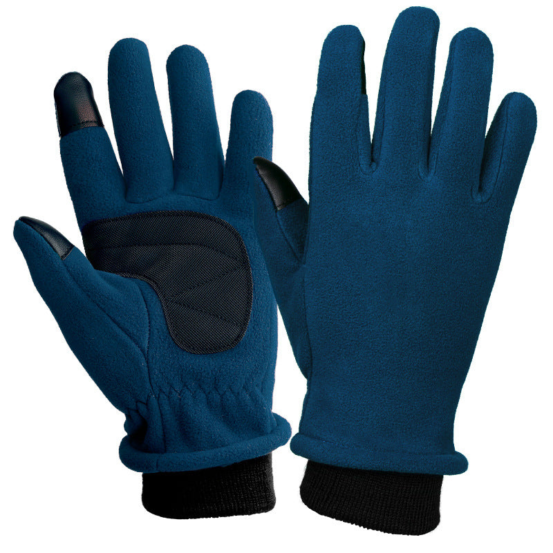 S Navy Blue Warm Windproof Touchscreen Gloves - Anti-Slip Grip for Winter Cycling & Outdoor Sports