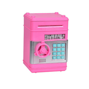 Pink Children's Mini Safe Piggy Bank with Fingerprint and Password Lock