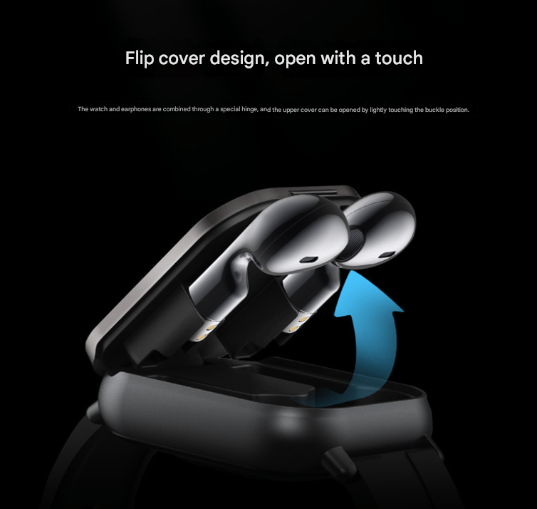 Silver 2 - in - 1 Bluetooth Smartwatch with Integrated Earbuds for Sports - Factory Direct Shop