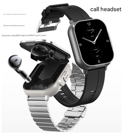 Silver Steel 2 - in - 1 Bluetooth Smartwatch with Integrated Earbuds for Sports - Factory Direct Shop