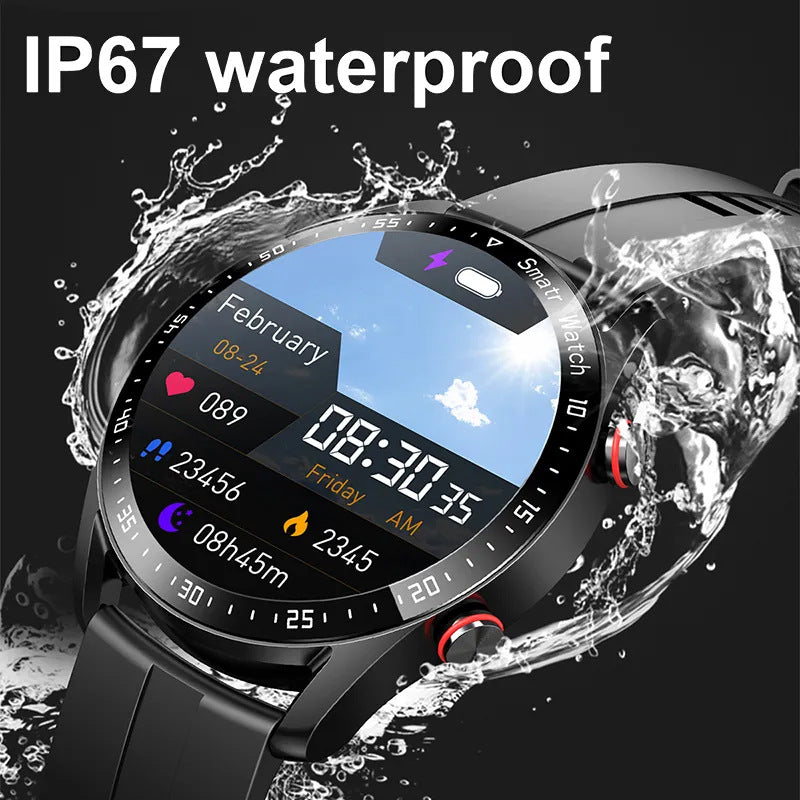 Silver Silicone +22MM Silver Mitsubishi Steel Strip Business Smartwatch with ECG and PPG Monitoring and Stainless Steel Strap