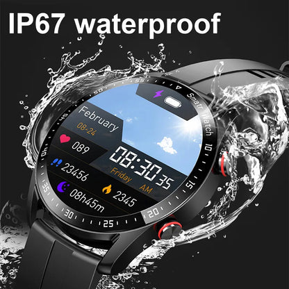 Silver Silicone +22MM Silver Mitsubishi Steel Strip Business Smartwatch with ECG and PPG Monitoring and Stainless Steel Strap