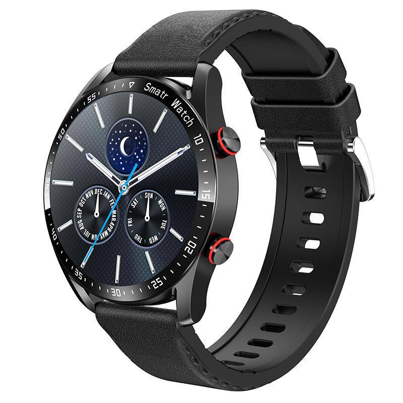 Black Silicone +22MM Black Mitsubishi Steel Strip Business Smartwatch with ECG and PPG Monitoring and Stainless Steel Strap