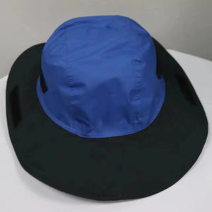 Blue Autumn-Winter Waterproof Sun Hat with Fleece Lining and Wide Brim