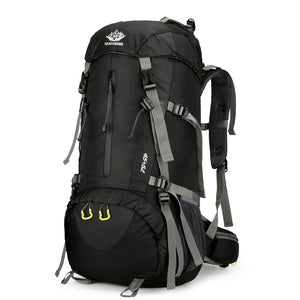 Black Nylon Hiking Backpack - Multifunctional Outdoor Sports Bag