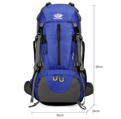Black Nylon Hiking Backpack - Multifunctional Outdoor Sports Bag