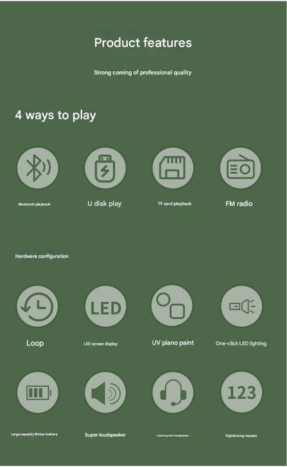 Portable Digital Music Player & FM Radio,4 Playback Modes, LED Flashlight(Gray) - Factory Direct Shop