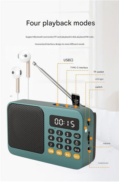 Portable Digital Music Player & FM Radio,4 Playback Modes, LED Flashlight(Gray) - Factory Direct Shop