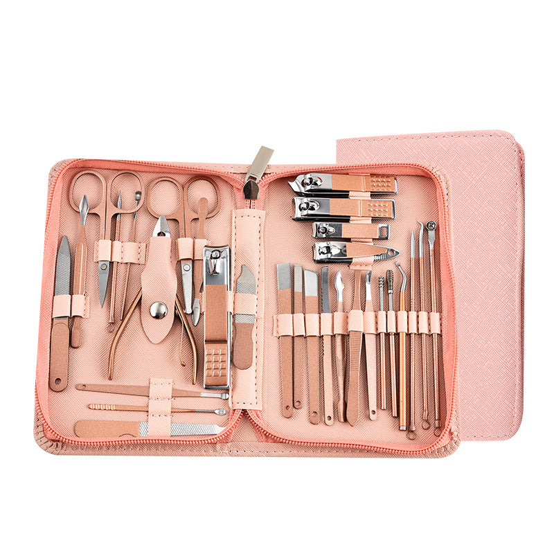 30-Piece Professional Manicure & Pedicure Set,Stainless Steel Grooming Kit(Rose Gold)