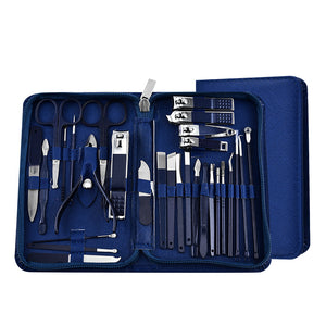 30-Piece Professional Manicure & Pedicure Set,Stainless Steel Grooming Kit(blue)