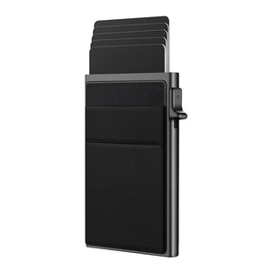 Ultra - Slim Pop - Up Card Holder Wallet with RFID Blocking(Black + Black Card Holder) - Factory Direct Shop