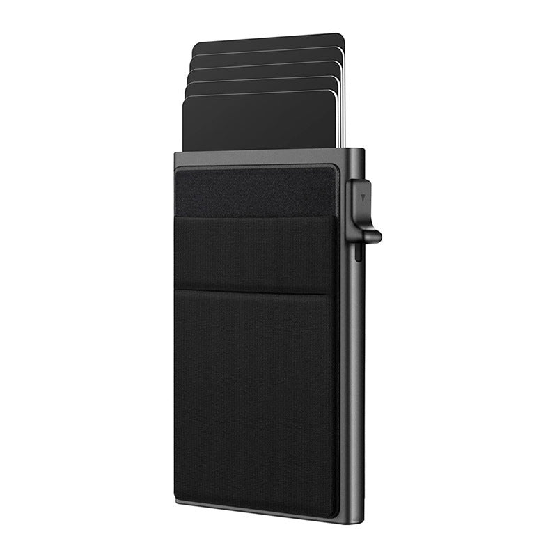 Ultra - Slim Pop - Up Card Holder Wallet with RFID Blocking(Black + Black Card Holder) - Factory Direct Shop