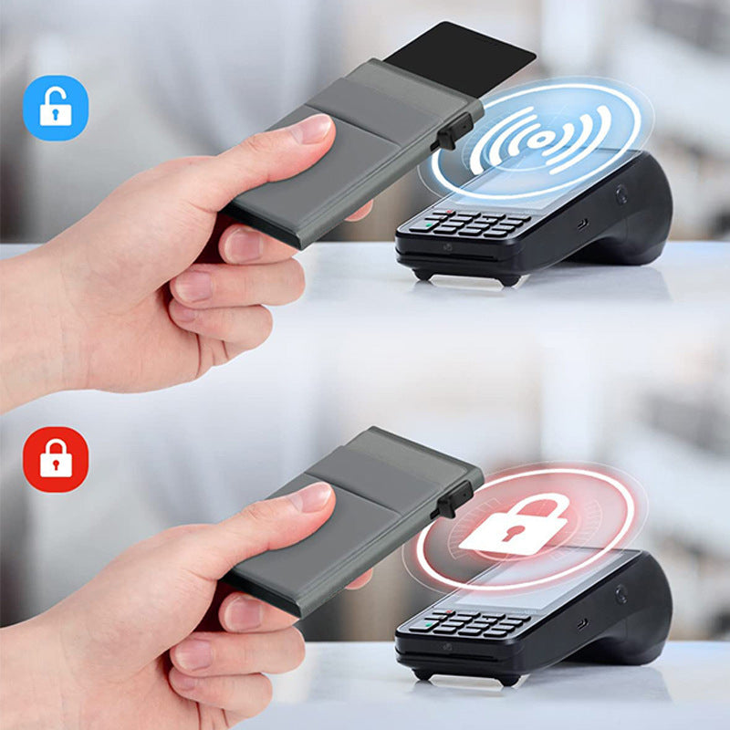 Ultra - Slim Pop - Up Card Holder Wallet with RFID Blocking(Blue + Blue Card Holder) - Factory Direct Shop