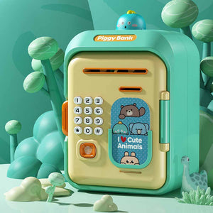 Interactive Kids' Piggy Bank Safe with Music, Stories & Password Lock(Cyan)