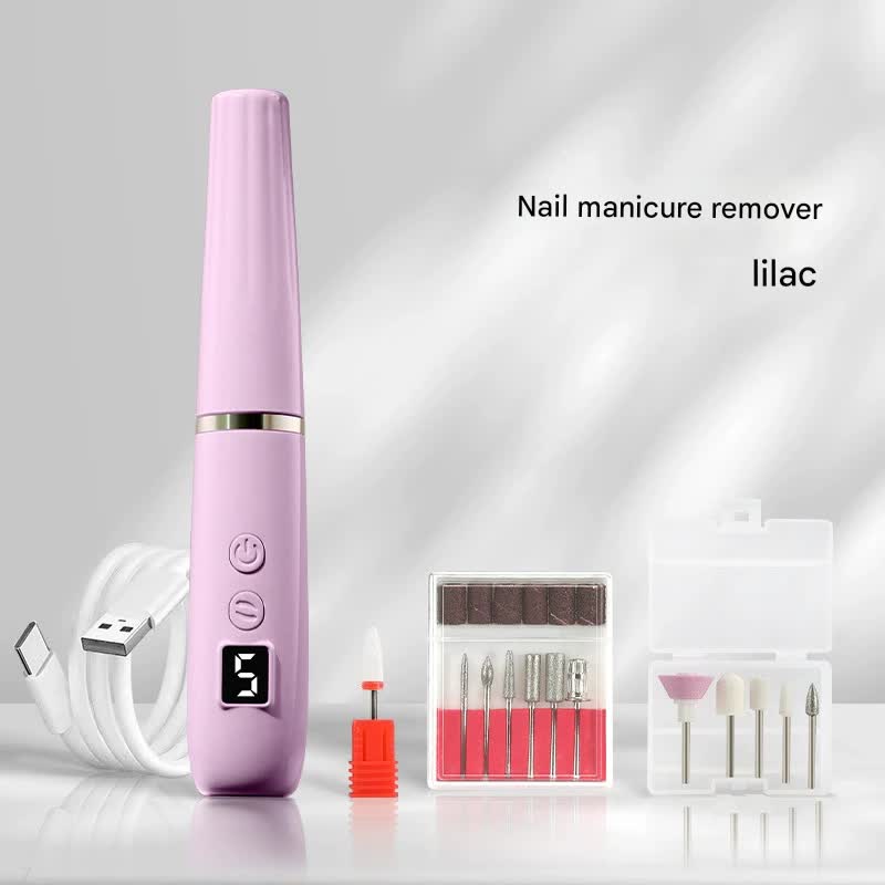 Portable Electric Nail Drill Machine Kit - 18000 RPM, 5-Speed, USB-C Rechargeable with LED Display(purple)