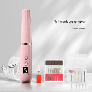 Portable Electric Nail Drill Machine Kit - 18000 RPM, 5-Speed, USB-C Rechargeable with LED Display(Pink)
