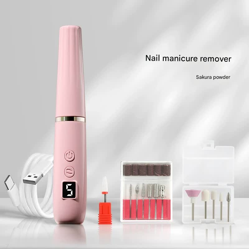 Portable Electric Nail Drill Machine Kit - 18000 RPM, 5-Speed, USB-C Rechargeable with LED Display(Pink)