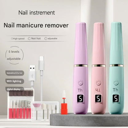 Portable Electric Nail Drill Machine Kit - 18000 RPM, 5-Speed, USB-C Rechargeable with LED Display(Pink)