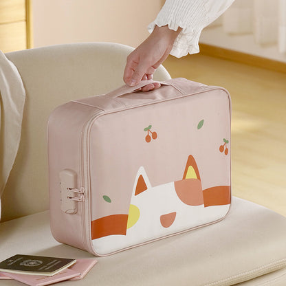 Multi-Functional Document & Certificate Organizer Bag with Combination Lock(Light pink)