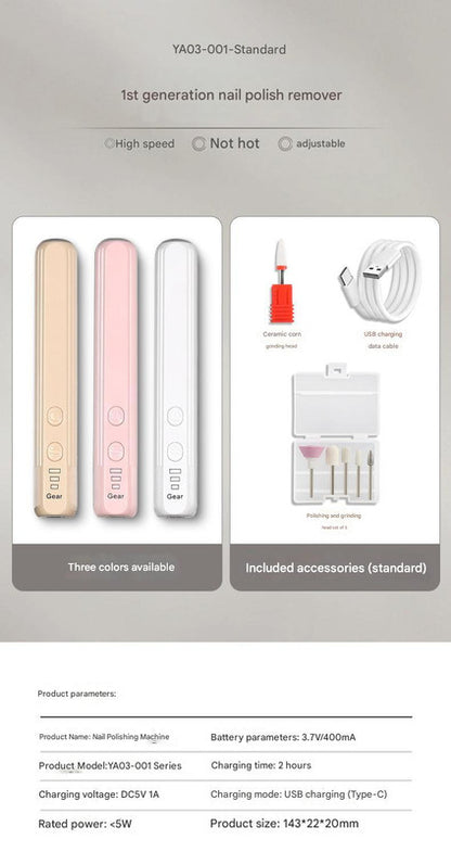 Portable Electric Nail Drill Pen Kit - USB-C Rechargeable, 3-Speed, High Torque, Low Heat(Pink)