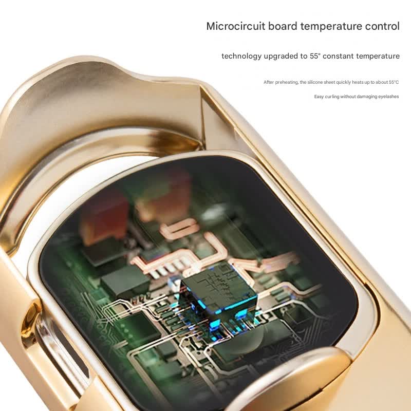 2pc Rechargeable Electric Heated Eyelash Curler - 55C Constant Temperature, LED Display, Gentle Curling(Rose Gold)