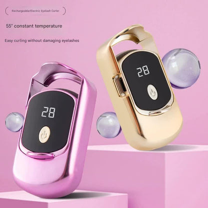 2pc Rechargeable Electric Heated Eyelash Curler - 55C Constant Temperature, LED Display, Gentle Curling(Gold)