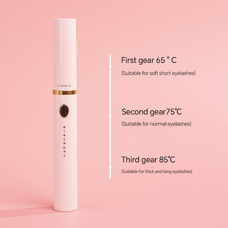 Rechargeable Heated Eyelash Curler Wand - 3 Temperature Gears, Type-C Charging, All-Day Curl(White)