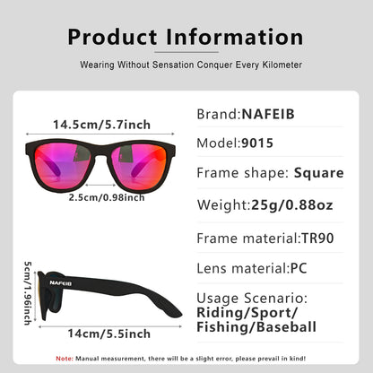 NAFEIB Polarized Sports Sunglasses - Lightweight TR90 Frame, UV400 Protection for Riding & Outdoor Activities(Transparent gray)
