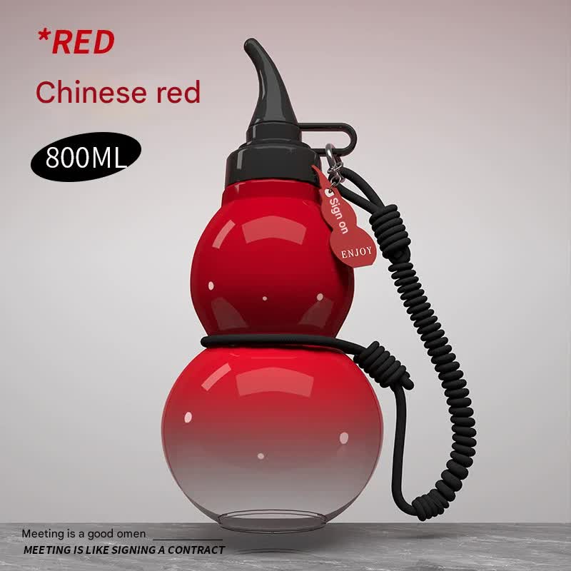 Unique Gourd - Shaped Sports Water Bottle - 800ml Tritan Material, Leakproof with Carry Strap(red) - Factory Direct Shop