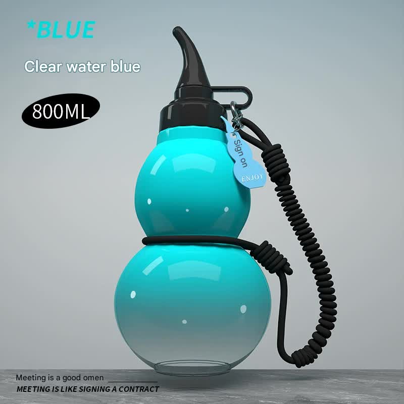 Unique Gourd - Shaped Sports Water Bottle - 800ml Tritan Material, Leakproof with Carry Strap(blue) - Factory Direct Shop