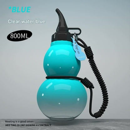 Unique Gourd - Shaped Sports Water Bottle - 800ml Tritan Material, Leakproof with Carry Strap(blue) - Factory Direct Shop