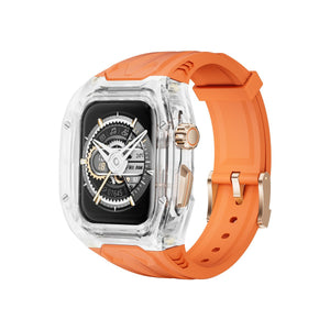 Transparent PC+TPU Sports Watch Strap & Case for Smart Watch - Raised Edge Protection, Wireless Charging Compatible(Orange transparent) - Factory Direct Shop