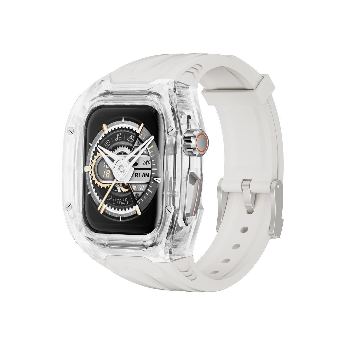 Transparent PC+TPU Sports Watch Strap & Case for Smart Watch - Raised Edge Protection, Wireless Charging Compatible(White and transparent) - Factory Direct Shop