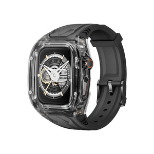 Transparent PC+TPU Sports Watch Strap & Case for Smart Watch - Raised Edge Protection, Wireless Charging Compatible(Black transparent black) - Factory Direct Shop