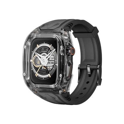 Transparent PC+TPU Sports Watch Strap & Case for Smart Watch - Raised Edge Protection, Wireless Charging Compatible(Black transparent black) - Factory Direct Shop