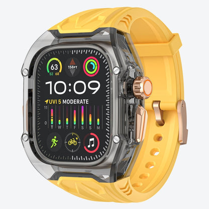 Transparent PC+TPU Sports Watch Strap & Case for Smart Watch - Raised Edge Protection, Wireless Charging Compatible(Yellow transparent black) - Factory Direct Shop