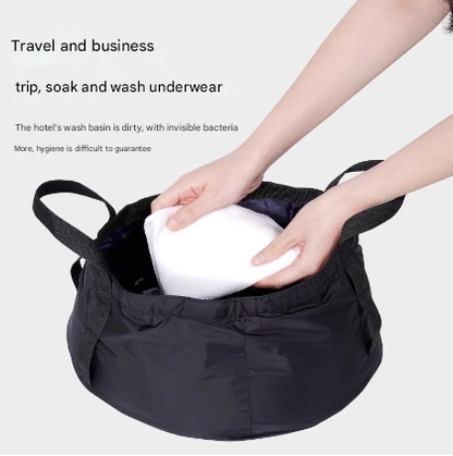 2 Pcs Dark Blue Ultra-Lightweight Collapsible Travel Basin - Waterproof Folding Bucket for Camping, Hiking & Outdoors (8.5L)