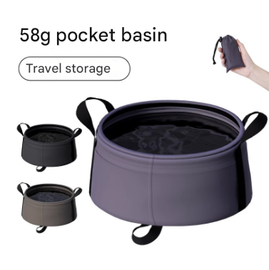 2 Pcs Black Ultra-Lightweight Collapsible Travel Basin - Waterproof Folding Bucket for Camping, Hiking & Outdoors (8.5L)