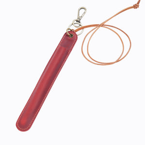 Red Vintage Top - Grain Leather Pen Sleeve Holder with Neck Strap - Protective Single Pen Case - Factory Direct Shop