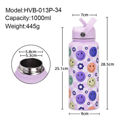 BPA Free Water Bottle Stainless Steel - 1L Pink - Factory Direct Shop