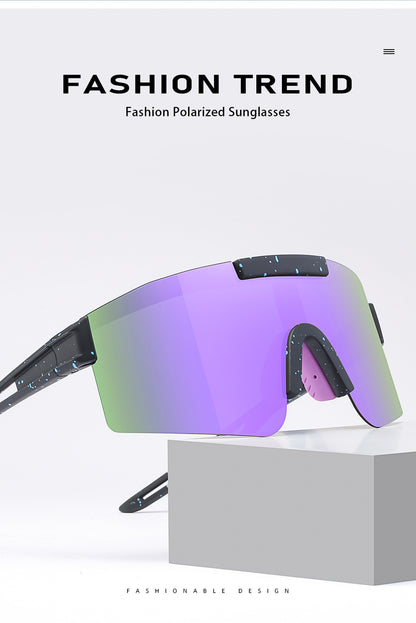 Blue Lenses With Black Temples Ultra-Light Polarized Sports Sunglasses - Wraparound Shield Design for Cycling & Outdoor Performance