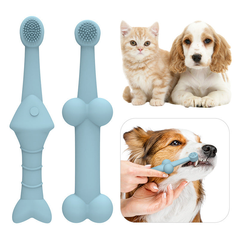 6 x Silicone Pet Toothbrush (3 Fish shape and 3 Bone shape) Green Gentle Food - Grade Silicone Pet Toothbrush - Promotes Healthy Teeth & Gums for Dogs & Cats - Factory Direct Shop