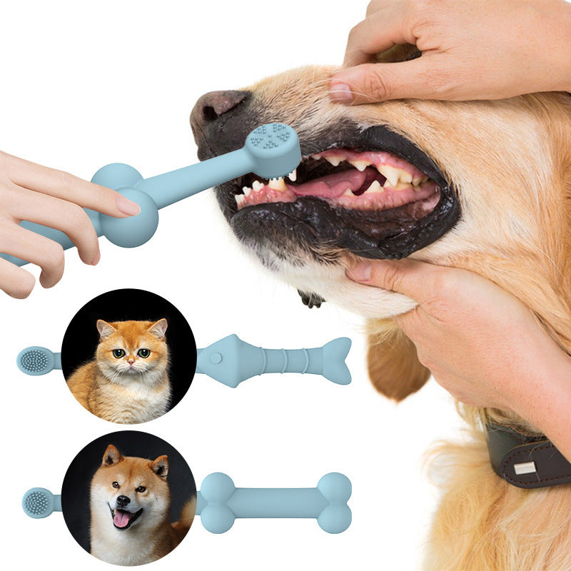 6 x Silicone Pet Toothbrush (3 Fish shape and 3 Bone shape) Green Gentle Food - Grade Silicone Pet Toothbrush - Promotes Healthy Teeth & Gums for Dogs & Cats - Factory Direct Shop